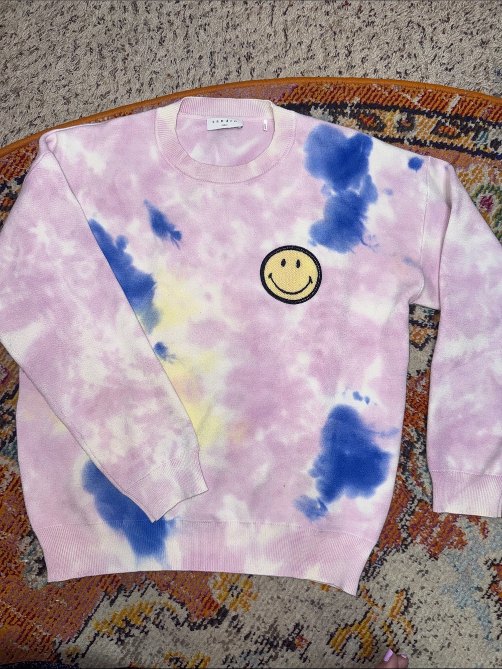 Sandro Paris Smiley tie dye sweater